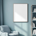 Reading Nook Interior Frame Mockup — Plain Square Frame Landscape 11x14 — Left-Angled Perspective — #04775 | MockupBulk