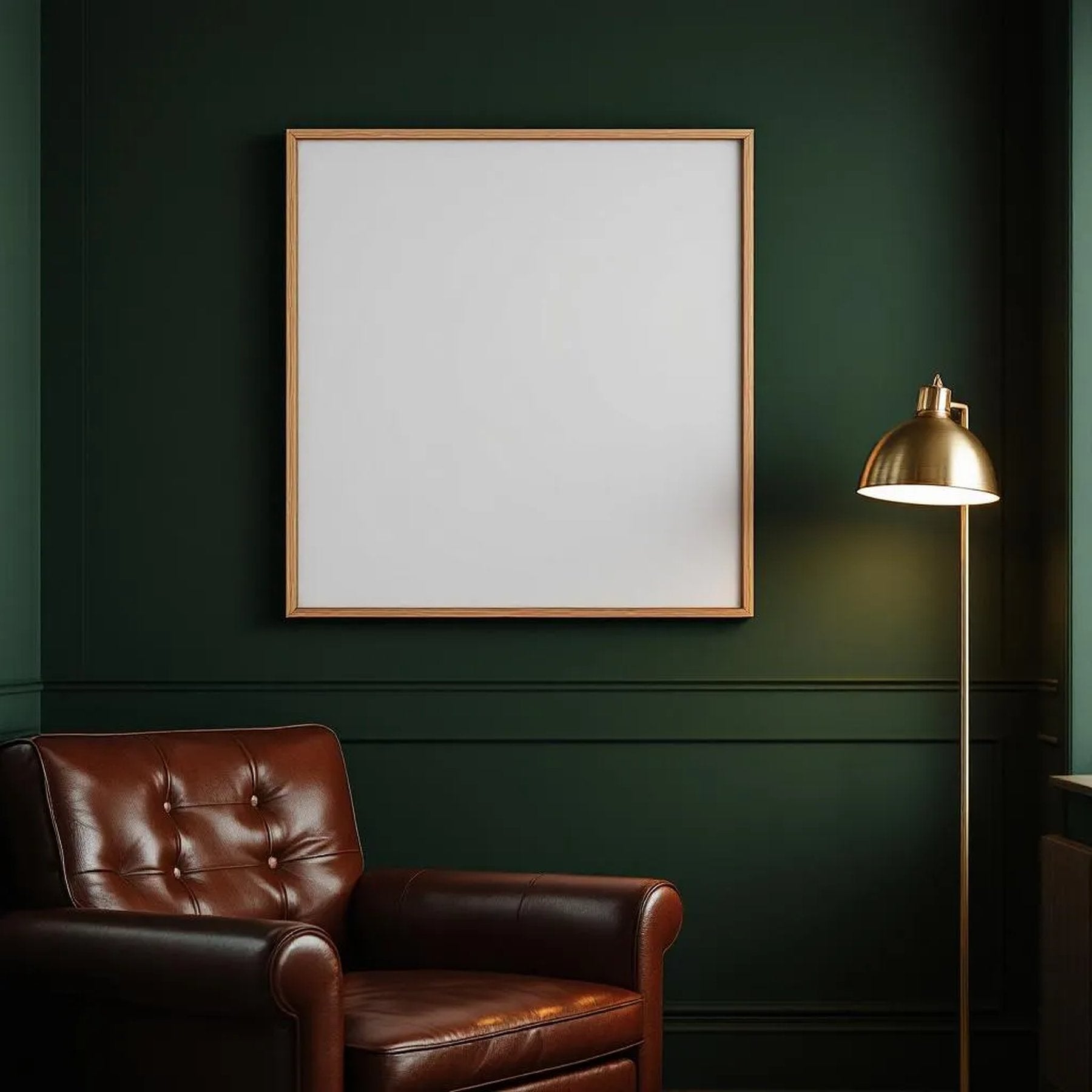 Reading Nook Wall Art Mockup — Plain Square Frame Square 1:1 — Left-Angled Perspective — #04776 | MockupBulk