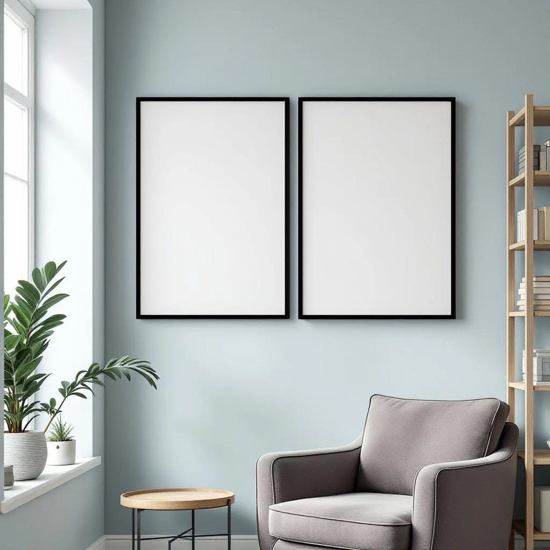 Reading Nook Room Scene Mockup — Plain Square Frame Portrait 2:3 — Left-Angled Perspective — #04778 | MockupBulk