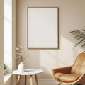 Scandinavian Wall Art Mockup — Plain Square Frame Portrait 2:3 — Left-Angled Perspective — #04476 | MockupBulk