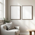 Scandinavian Wall Art Mockup — Plain Square Frame Square 1:1 — Left-Angled Perspective — #04477 | MockupBulk