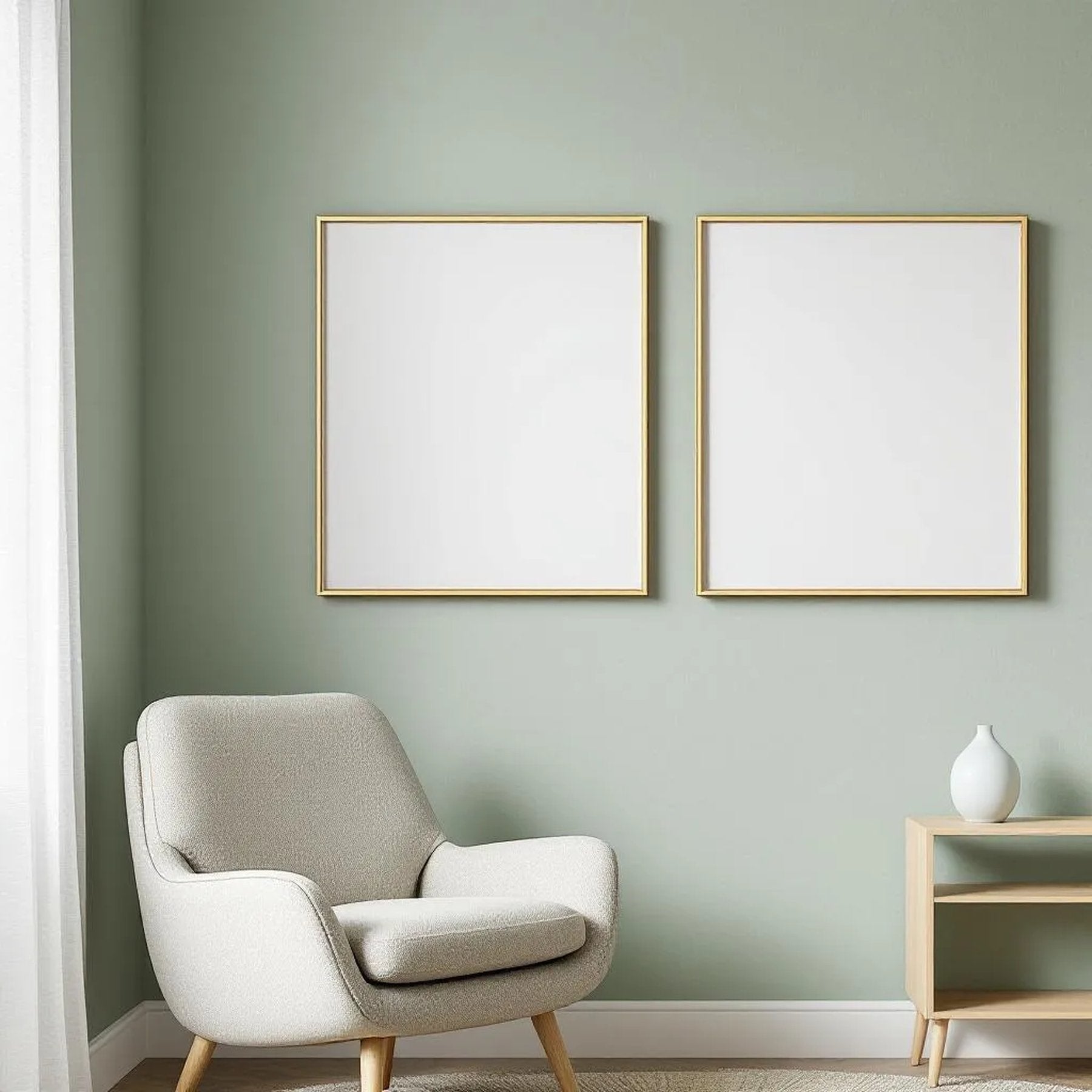 Scandinavian Premium Interior Mockup — Plain Square Frame Portrait 2:3 — Left-Angled Perspective — #04478 | MockupBulk