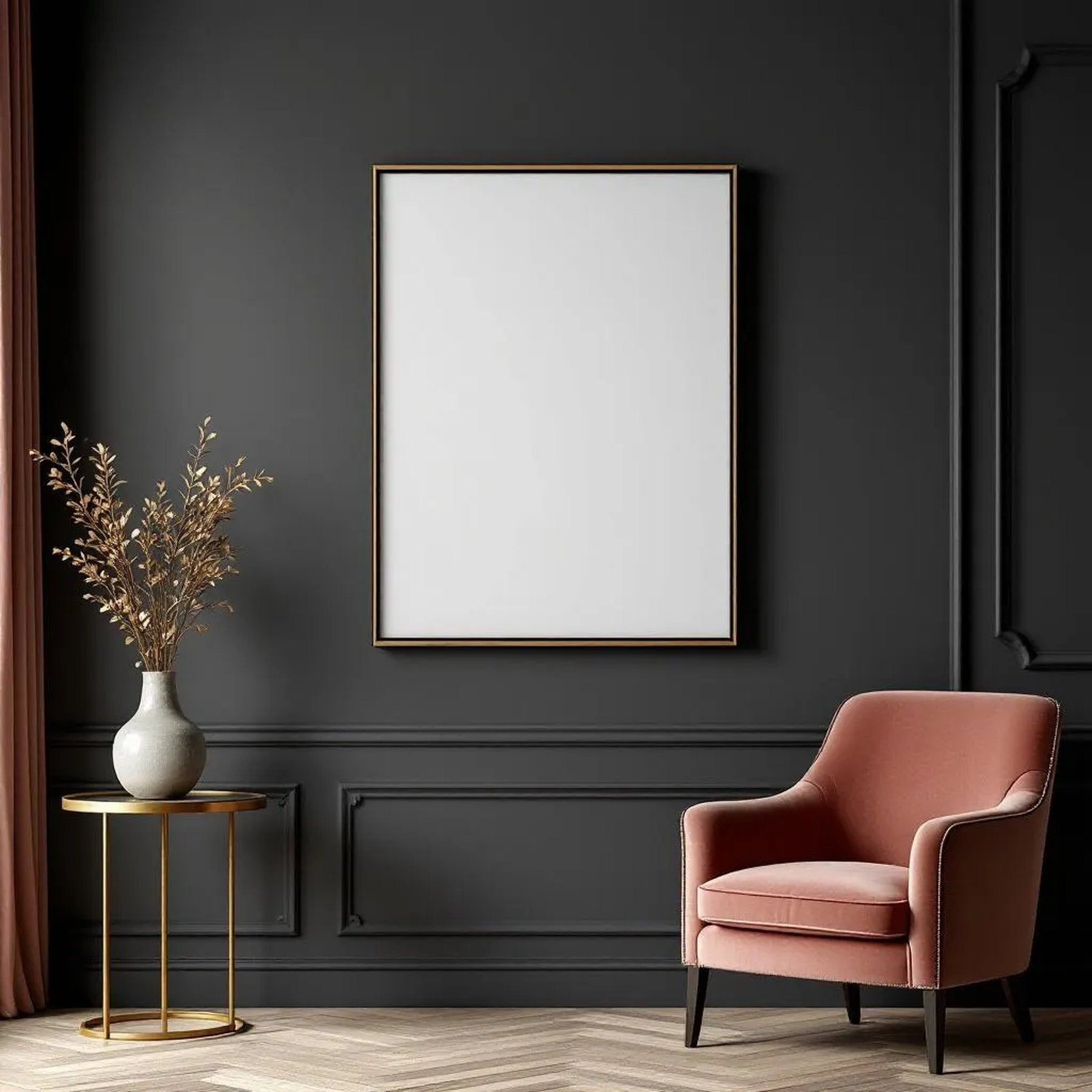 Art Deco Professional Frame Mockup — Plain Square Frame Portrait 2:3 — Perspective View — #04585 | MockupBulk