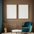 Art Deco Professional Frame Mockup — Plain Square Frame Portrait 2:3 — Perspective View — #04587 | MockupBulk