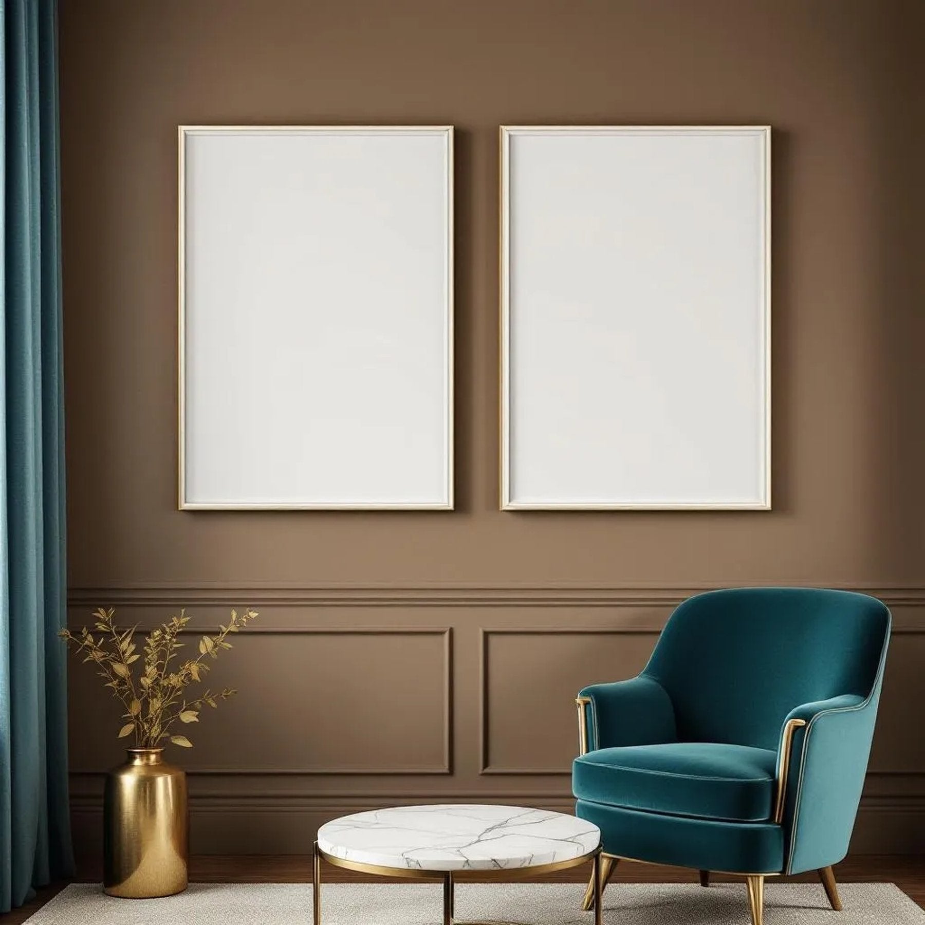 Art Deco Professional Frame Mockup — Plain Square Frame Portrait 2:3 — Perspective View — #04587 | MockupBulk