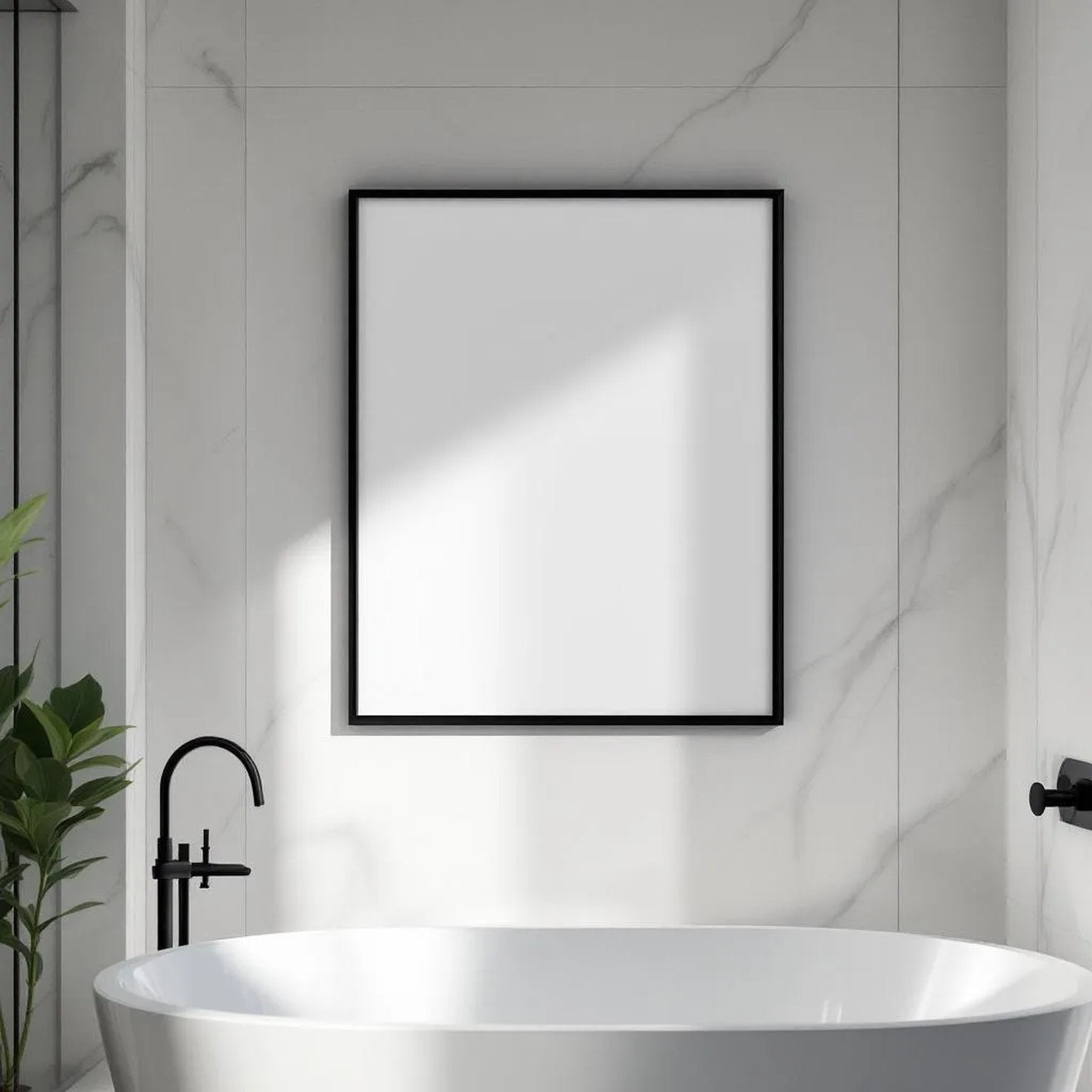 Spa Bathroom Editorial Room Mockup — Plain Square Frame Portrait 2:3 — Perspective View — #04810 | MockupBulk