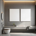 Spa Bathroom Room Scene Mockup — Plain Square Frame Portrait 2:3 — Perspective View — #04811 | MockupBulk