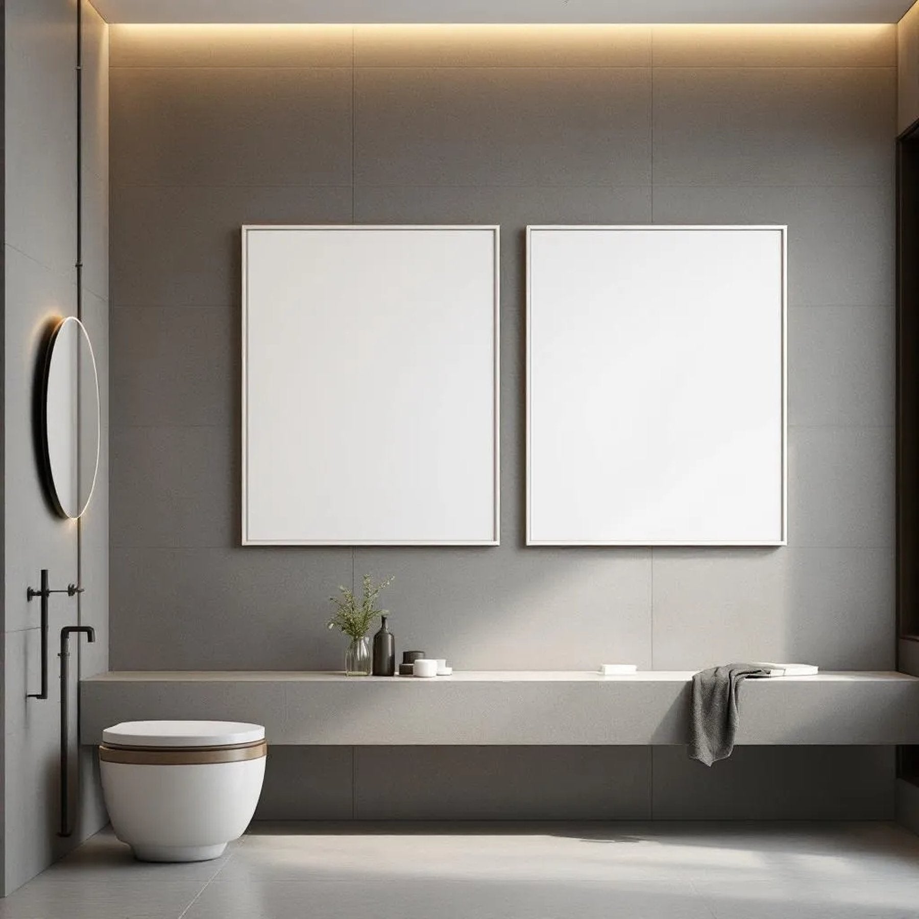 Spa Bathroom Room Scene Mockup — Plain Square Frame Portrait 2:3 — Perspective View — #04811 | MockupBulk