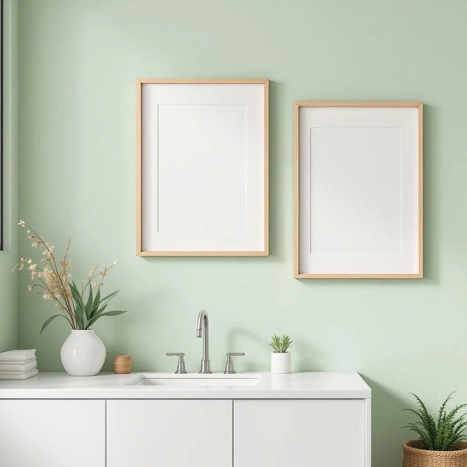 Spa Bathroom Interior Frame Mockup — Plain Square Frame Portrait 4:5 — Perspective View — #04812 | MockupBulk