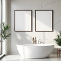 Spa Bathroom Room Scene Mockup — Plain Square Frame Portrait 4:5 — Perspective View — #04813 | MockupBulk