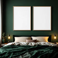Dark Bedroom High-Res Frame Mockup — Plain Square Frame Portrait 2:3 — Perspective View — #04560 | MockupBulk