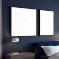 Dark Bedroom Editorial Room Mockup — Plain Square Frame Portrait 4:5 — Perspective View — #04561 | MockupBulk