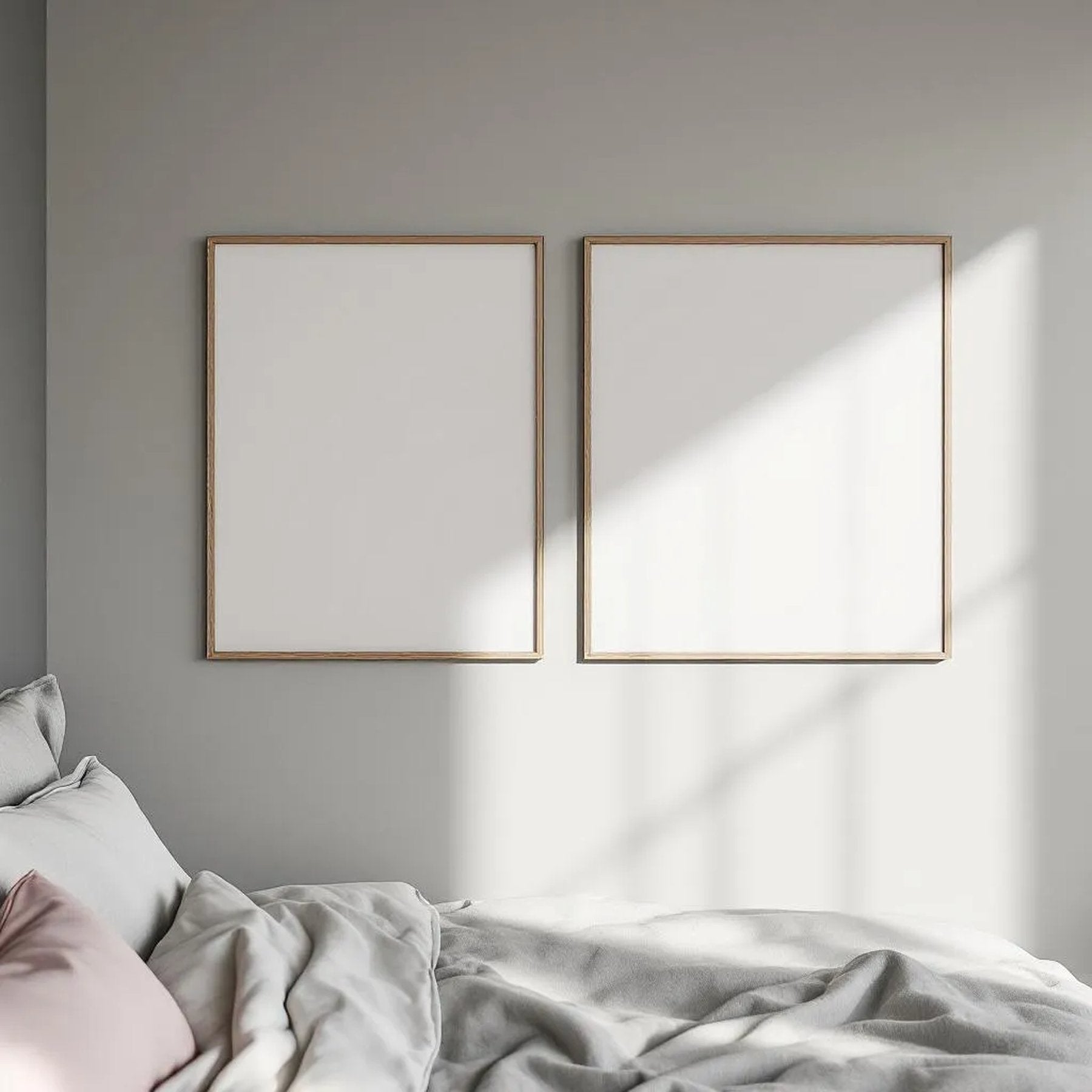 White Bedroom Frame Display Mockup — Plain Square Frame Portrait 4:5 — Perspective View — #04536 | MockupBulk