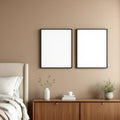White Bedroom Professional Frame Mockup — Plain Square Frame Portrait 2:3 — Perspective View — #04537 | MockupBulk