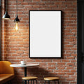 Cafe & Bar Professional Frame Mockup — Plain Square Frame Portrait 2:3 — Perspective View — #04834 | MockupBulk