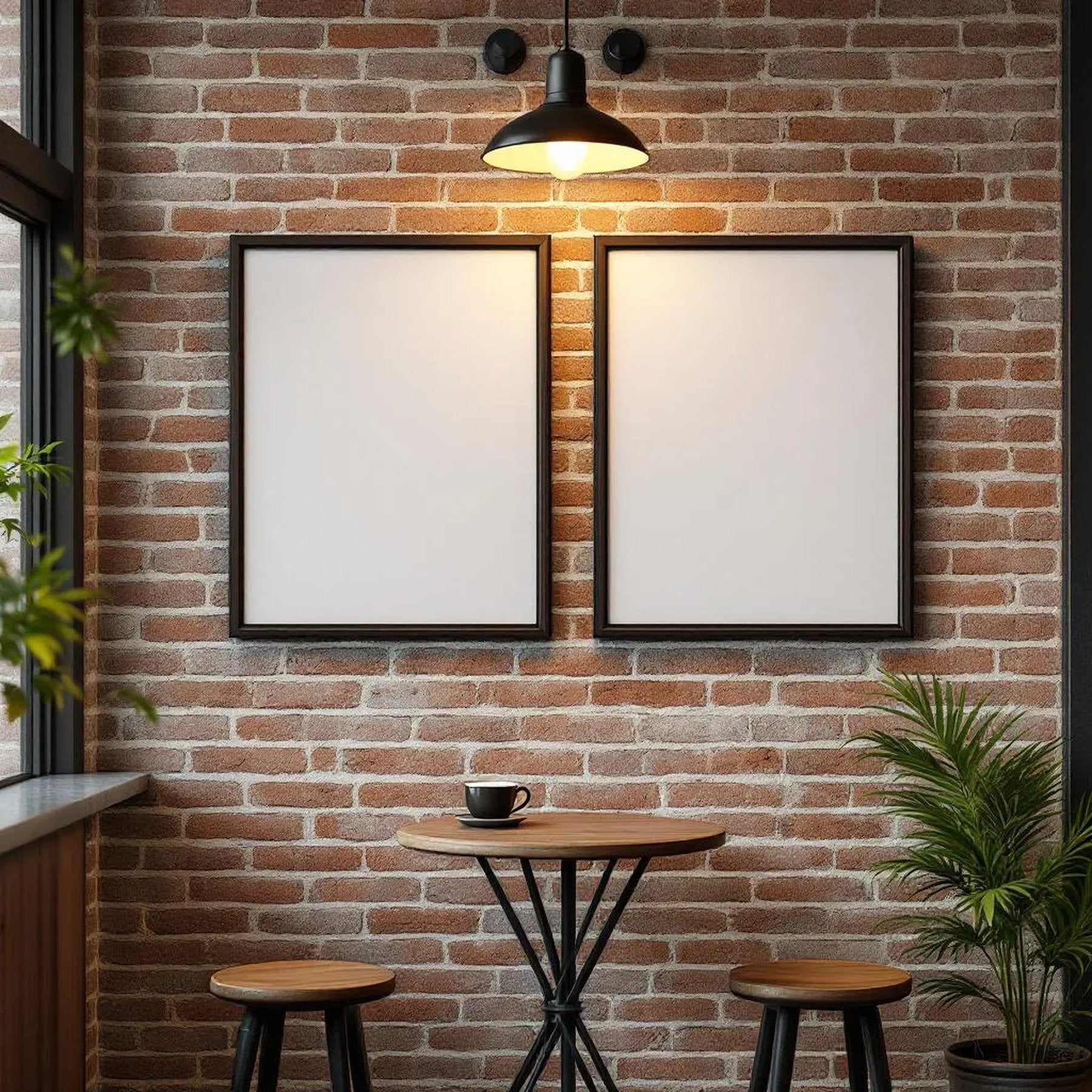 Cafe & Bar Premium Interior Mockup — Plain Square Frame Portrait 2:3 — Perspective View — #04837 | MockupBulk
