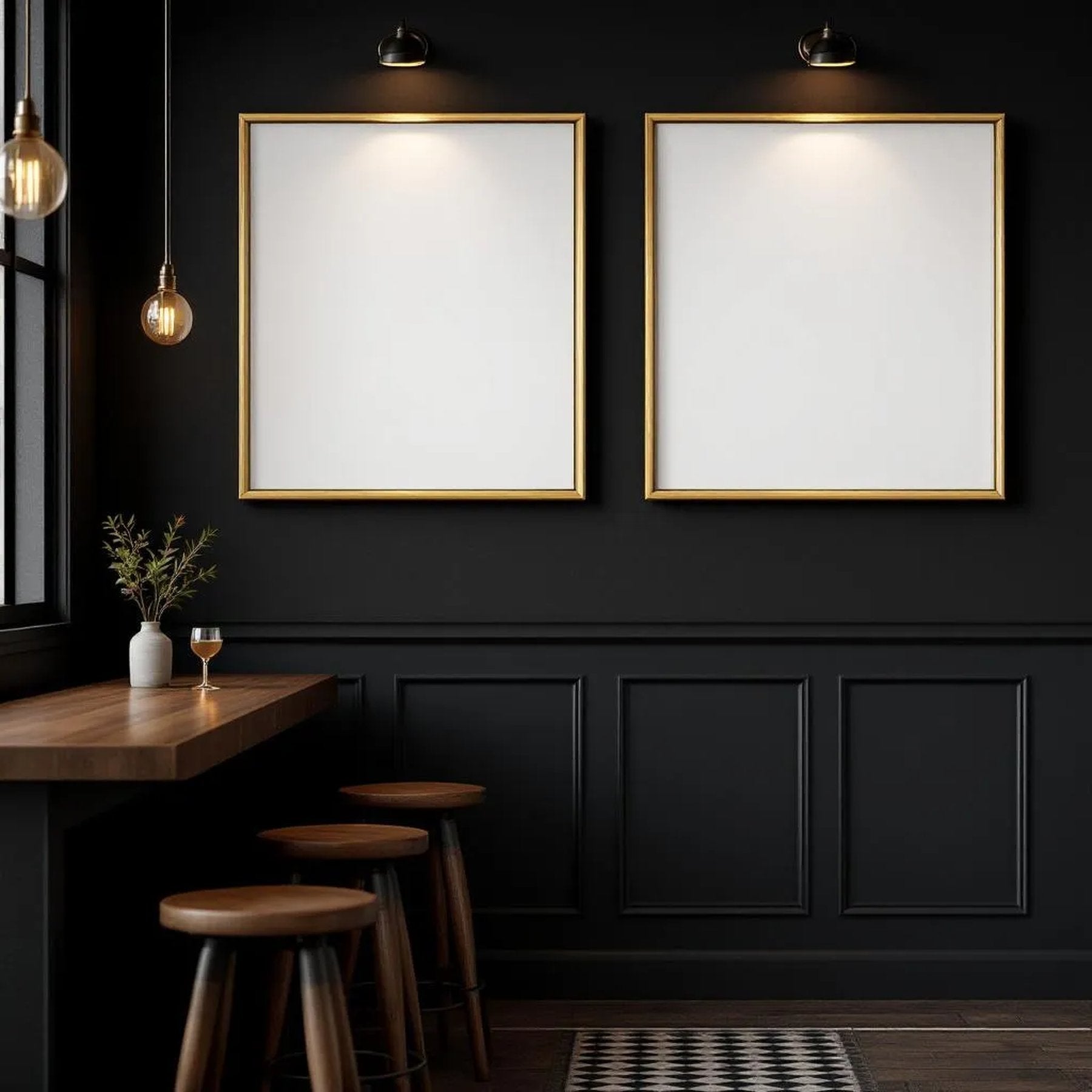 Cafe & Bar Lifestyle Frame Mockup — Plain Square Frame Portrait 4:5 — Perspective View — #04838 | MockupBulk