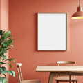 Dining Room Interior Frame Mockup — Plain Square Frame Portrait 2:3 — Perspective View — #04759 | MockupBulk