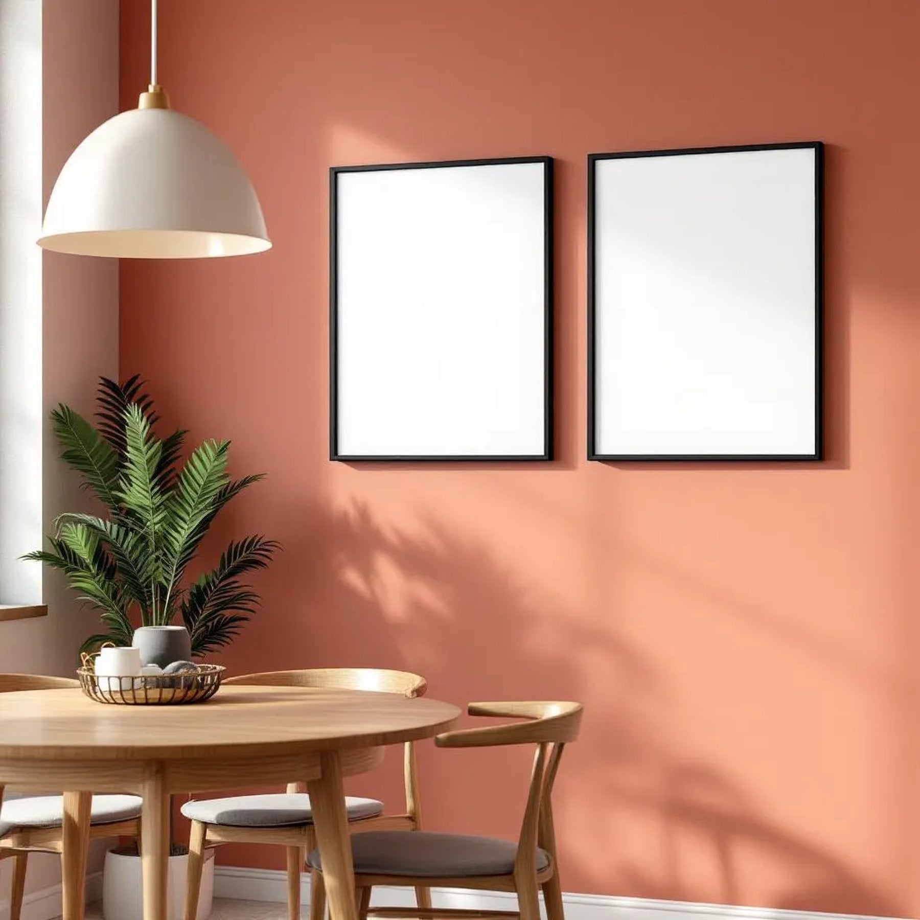 Dining Room Wall Art Mockup — Plain Square Frame Portrait 2:3 — Perspective View — #04762 | MockupBulk