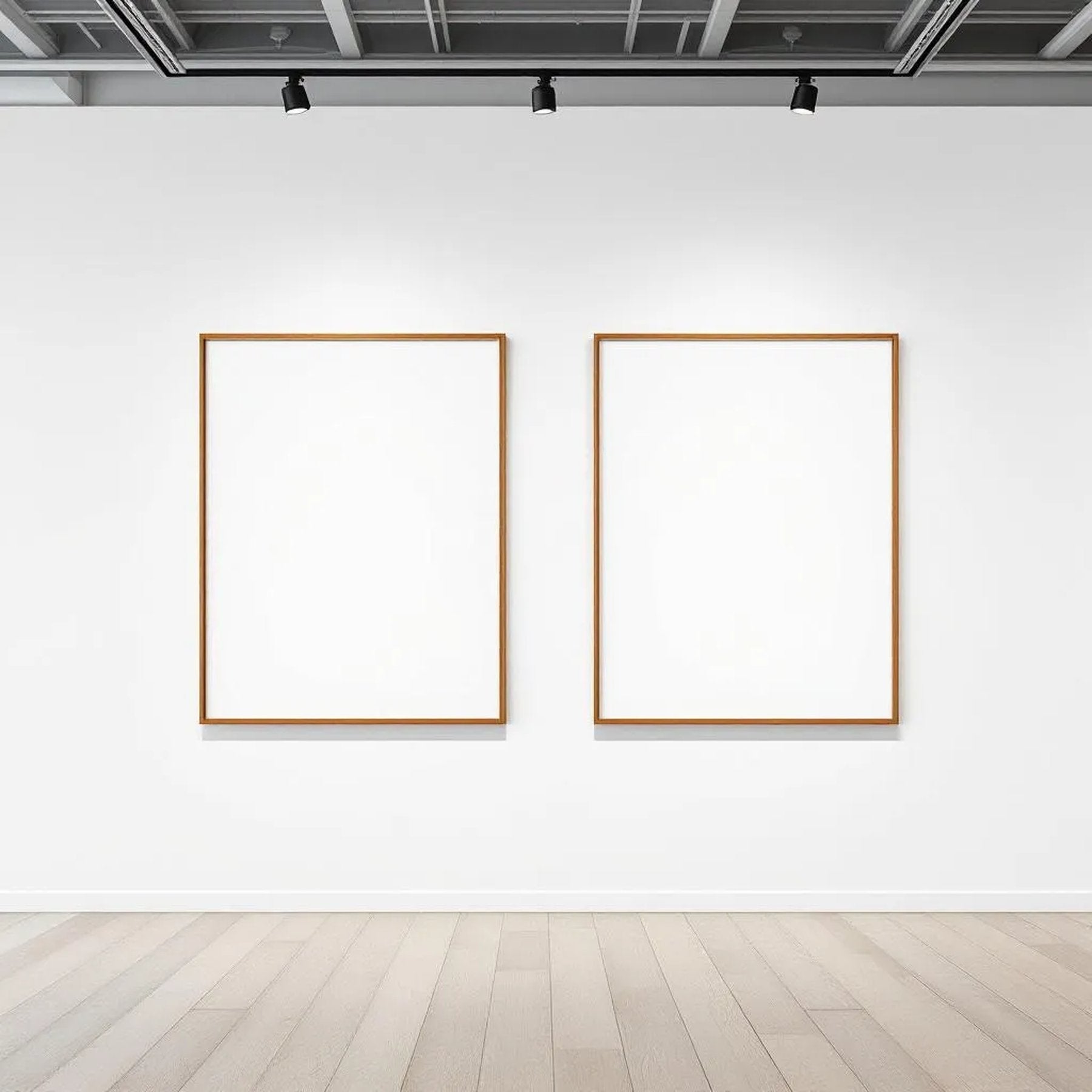 White Gallery Wall Wall Art Mockup — Plain Square Frame Square 1:1 — Perspective View — #04612 | MockupBulk