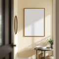 Hallway Interior Frame Mockup — Plain Square Frame Landscape 3:4 — Perspective View — #04734 | MockupBulk