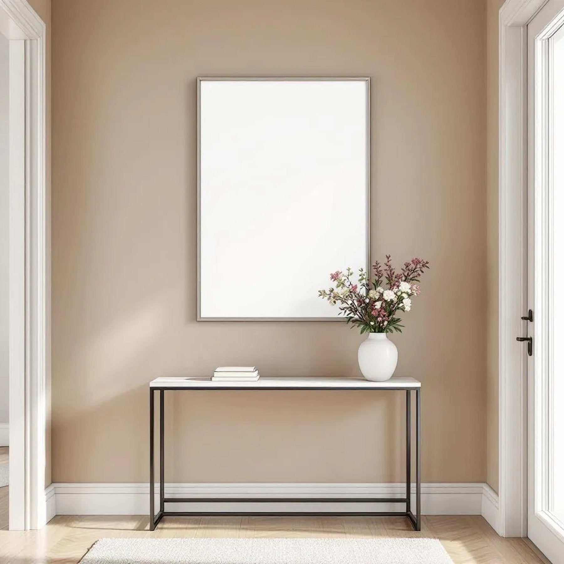Hallway Wall Art Mockup — Plain Square Frame Portrait 2:3 — Perspective View — #04735 | MockupBulk