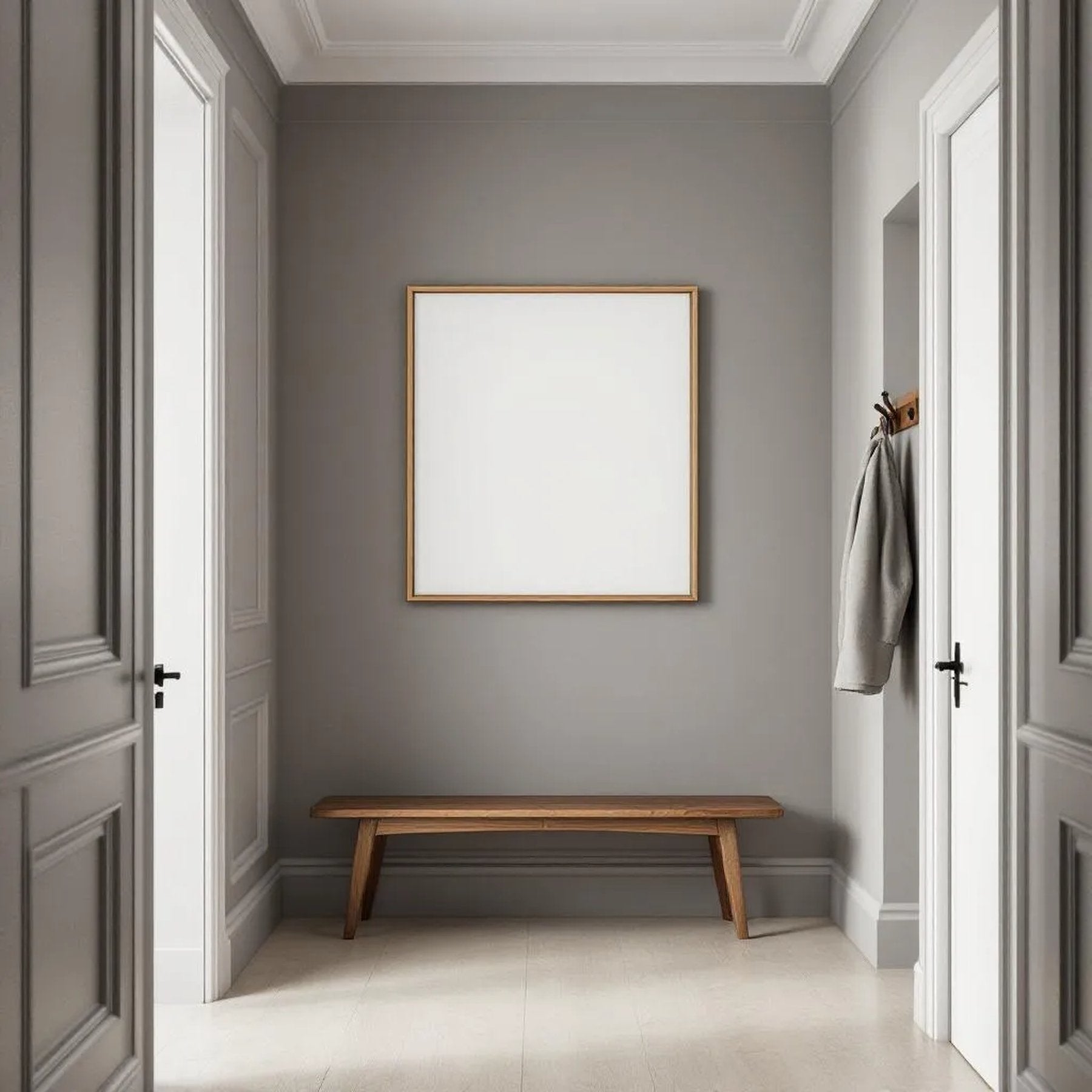 Hallway Room Scene Mockup — Plain Square Frame Portrait 4:5 — Perspective View — #04736 | MockupBulk