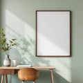 Home Office Premium Interior Mockup — Plain Square Frame Portrait 4:5 — Perspective View — #04709 | MockupBulk