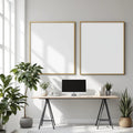 Home Office High-Res Frame Mockup — Plain Square Frame Portrait 2:3 — Perspective View — #04710 | MockupBulk