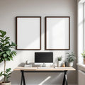 Home Office High-Res Frame Mockup — Plain Square Frame Portrait 2:3 — Perspective View — #04713 | MockupBulk