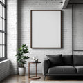 Industrial Loft High-Res Frame Mockup — Plain Square Frame Portrait 2:3 — Perspective View — #04509 | MockupBulk