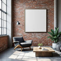 Industrial Loft Interior Frame Mockup — Plain Square Frame Portrait 2:3 — Perspective View — #04511 | MockupBulk