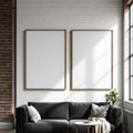 Industrial Loft Lifestyle Frame Mockup — Plain Square Frame Portrait 2:3 — Perspective View — #04512 | MockupBulk