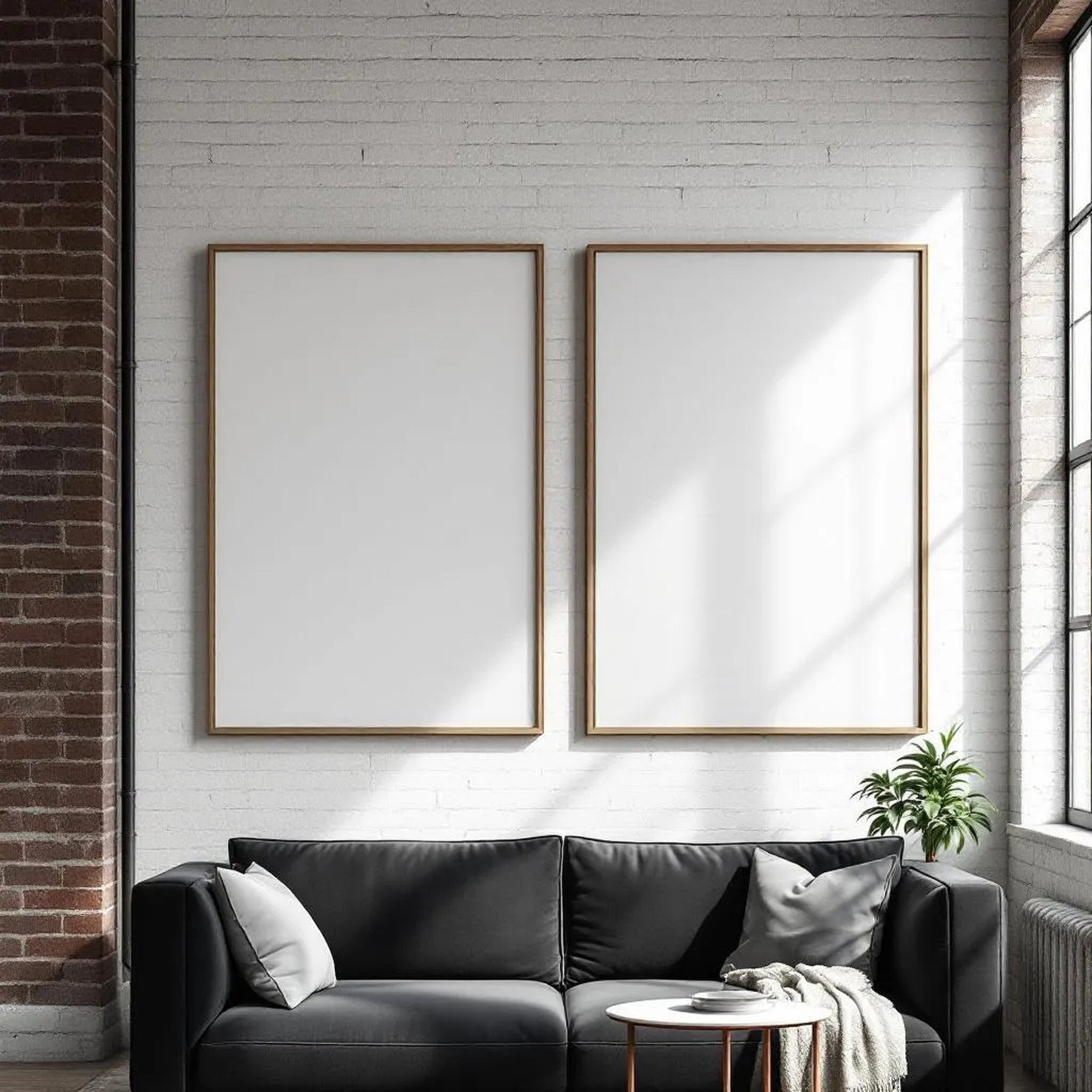 Industrial Loft Lifestyle Frame Mockup — Plain Square Frame Portrait 2:3 — Perspective View — #04512 | MockupBulk