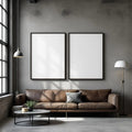 Industrial Loft Lifestyle Frame Mockup — Plain Square Frame Portrait 2:3 — Perspective View — #04513 | MockupBulk