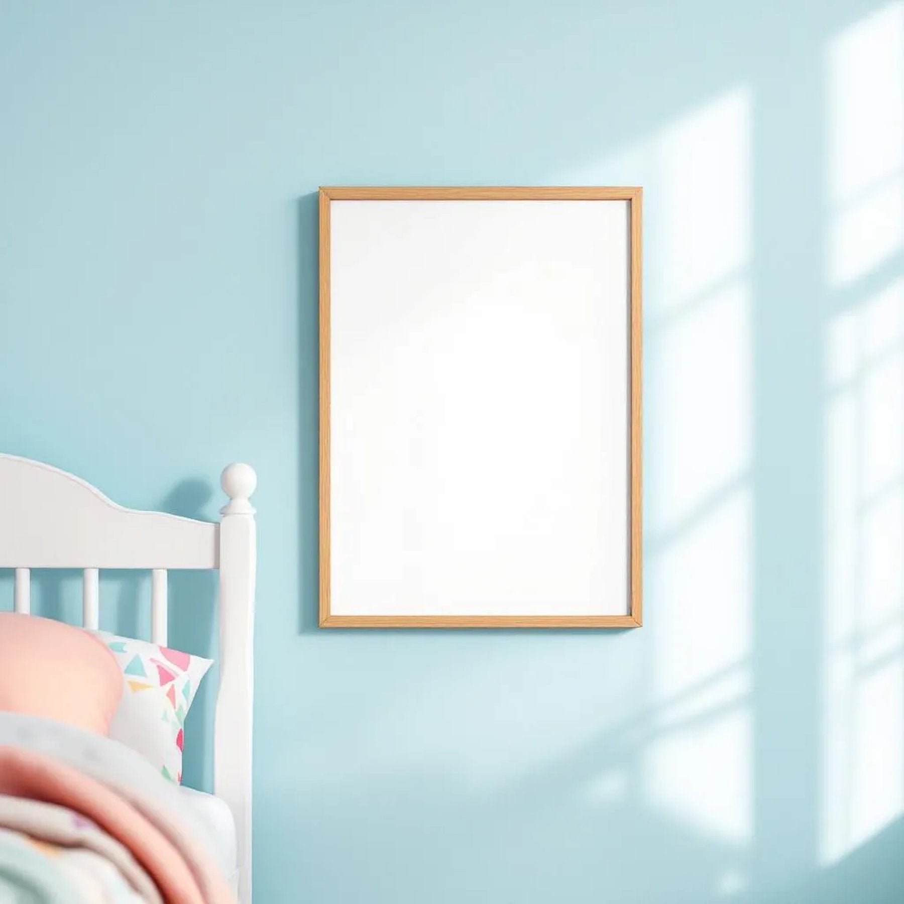 Kids Room Professional Frame Mockup — Plain Square Frame Landscape 11x14 — Perspective View — #04684 | MockupBulk