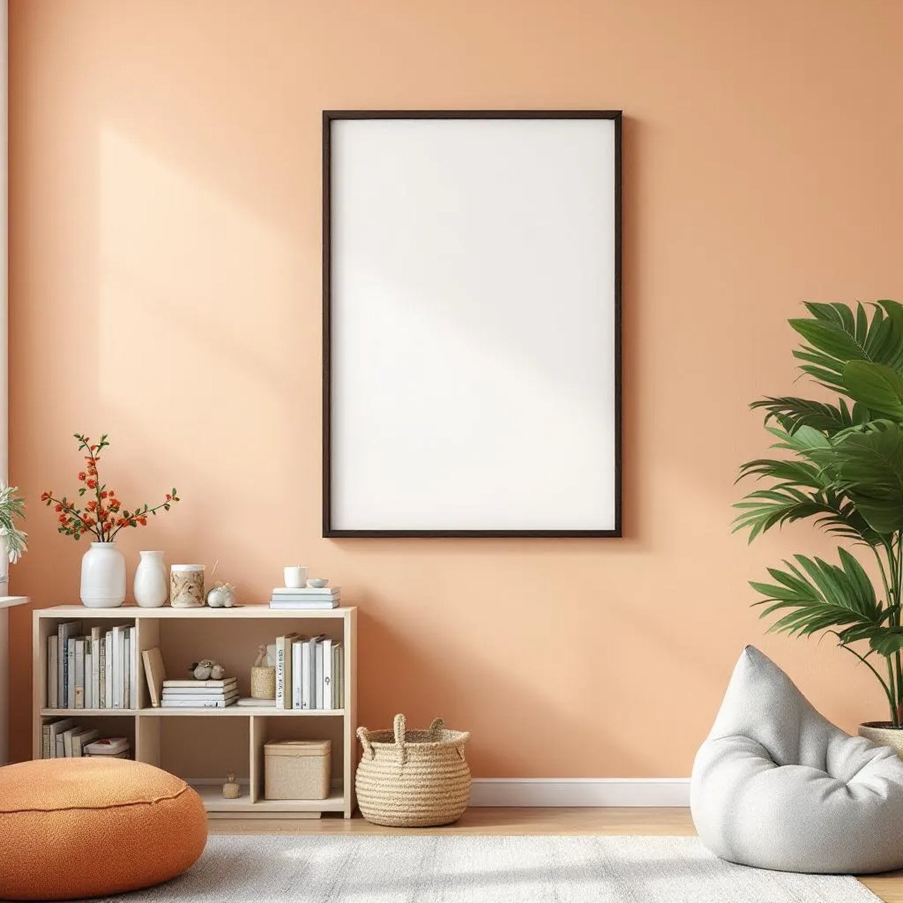Kids Room Professional Frame Mockup — Plain Square Frame Portrait 2:3 — Perspective View — #04685 | MockupBulk