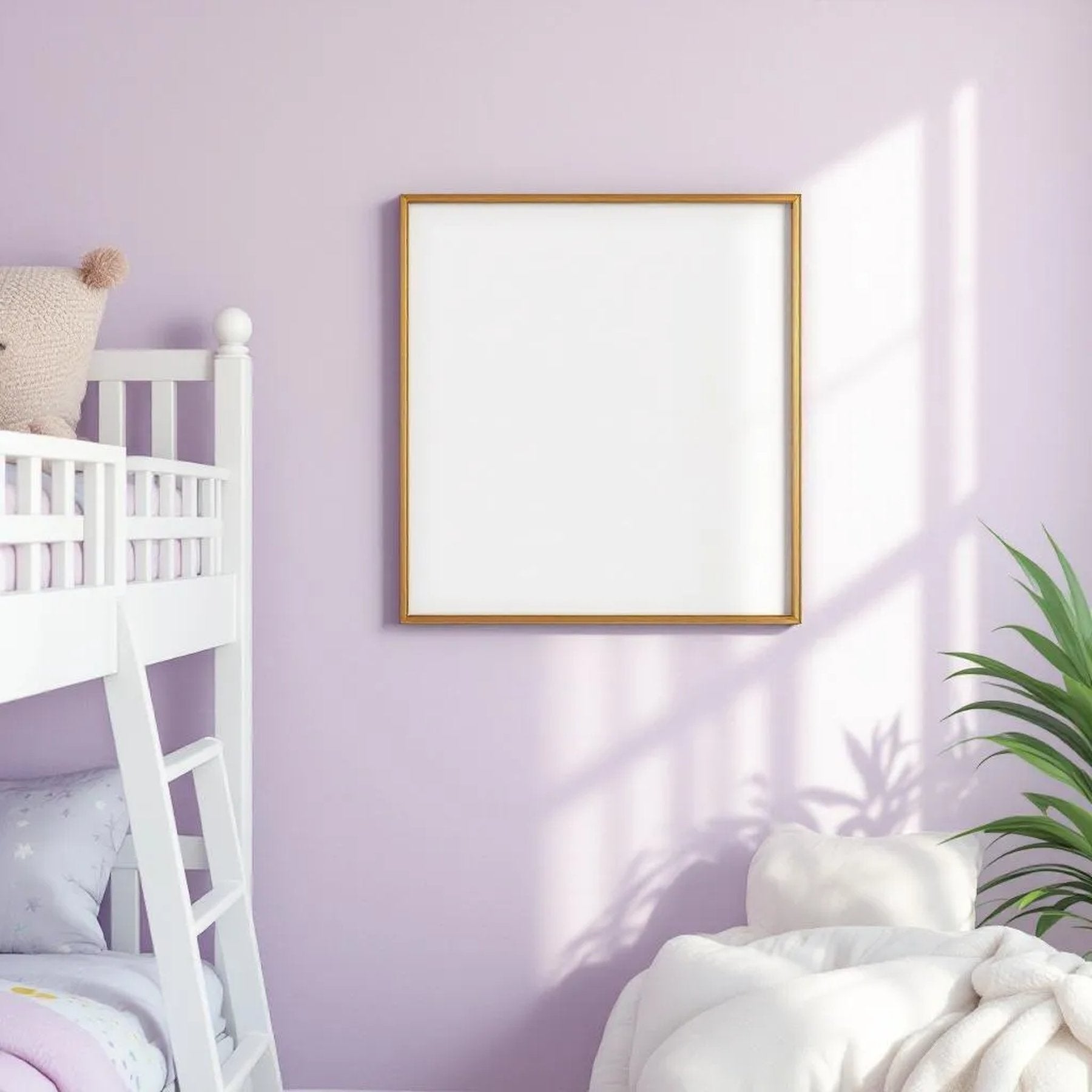 Kids Room Editorial Room Mockup — Plain Square Frame Portrait 2:3 — Perspective View — #04686 | MockupBulk