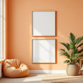 Kids Room Wall Art Mockup — Plain Square Frame Portrait 2:3 — Perspective View — #04688 | MockupBulk