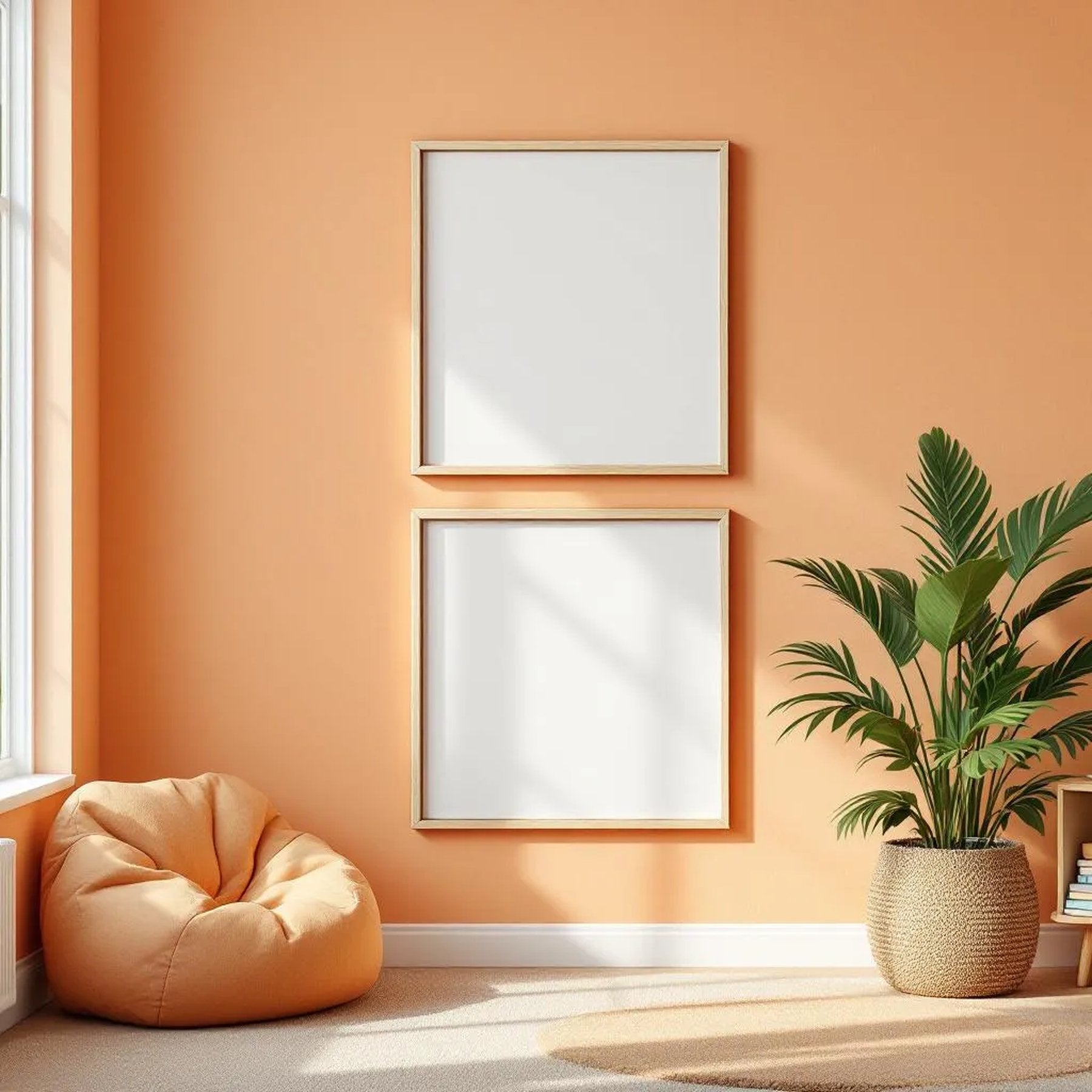 Kids Room Wall Art Mockup — Plain Square Frame Portrait 2:3 — Perspective View — #04688 | MockupBulk
