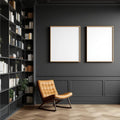 Library & Study Wall Art Mockup — Plain Square Frame Portrait 4:5 — Perspective View — #04860 | MockupBulk