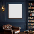 Library & Study Lifestyle Frame Mockup — Plain Square Frame Square 1:1 — Perspective View — #04861 | MockupBulk