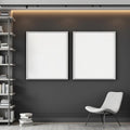 Library & Study Room Scene Mockup — Plain Square Frame Portrait 2:3 — Perspective View — #04863 | MockupBulk