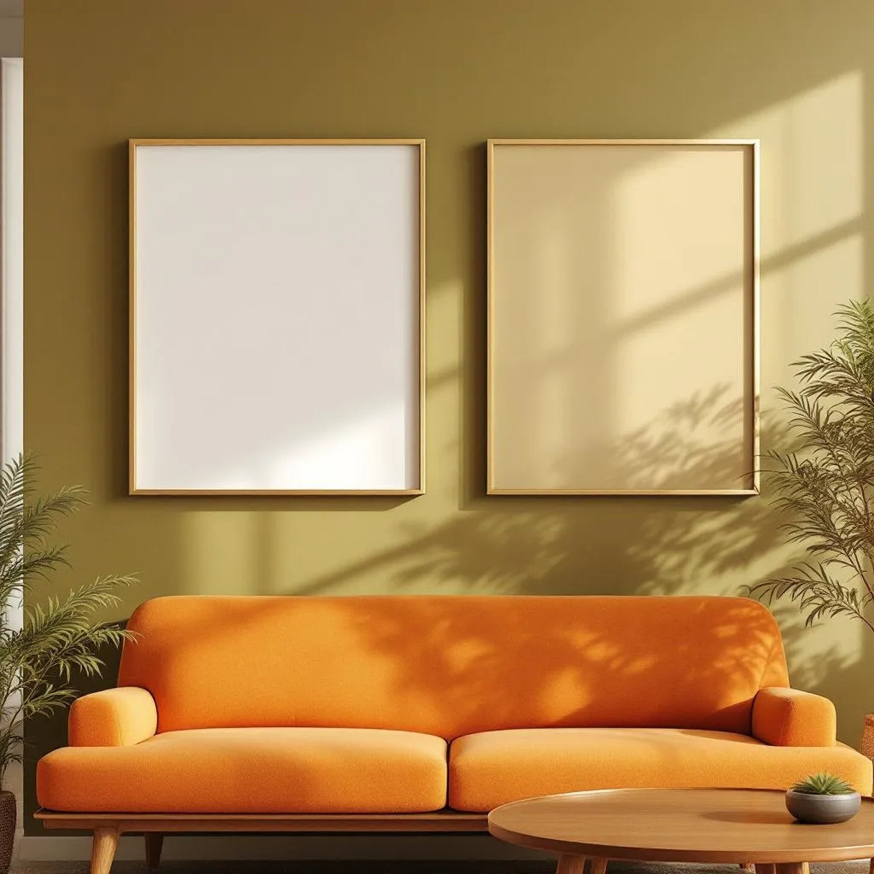 Mid-Century Modern Lifestyle Frame Mockup — Plain Square Frame Portrait 2:3 — Perspective View — #04934 | MockupBulk