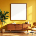 Mid-Century Modern High-Res Frame Mockup — Plain Square Frame Square 1:1 — Perspective View — #04936 | MockupBulk