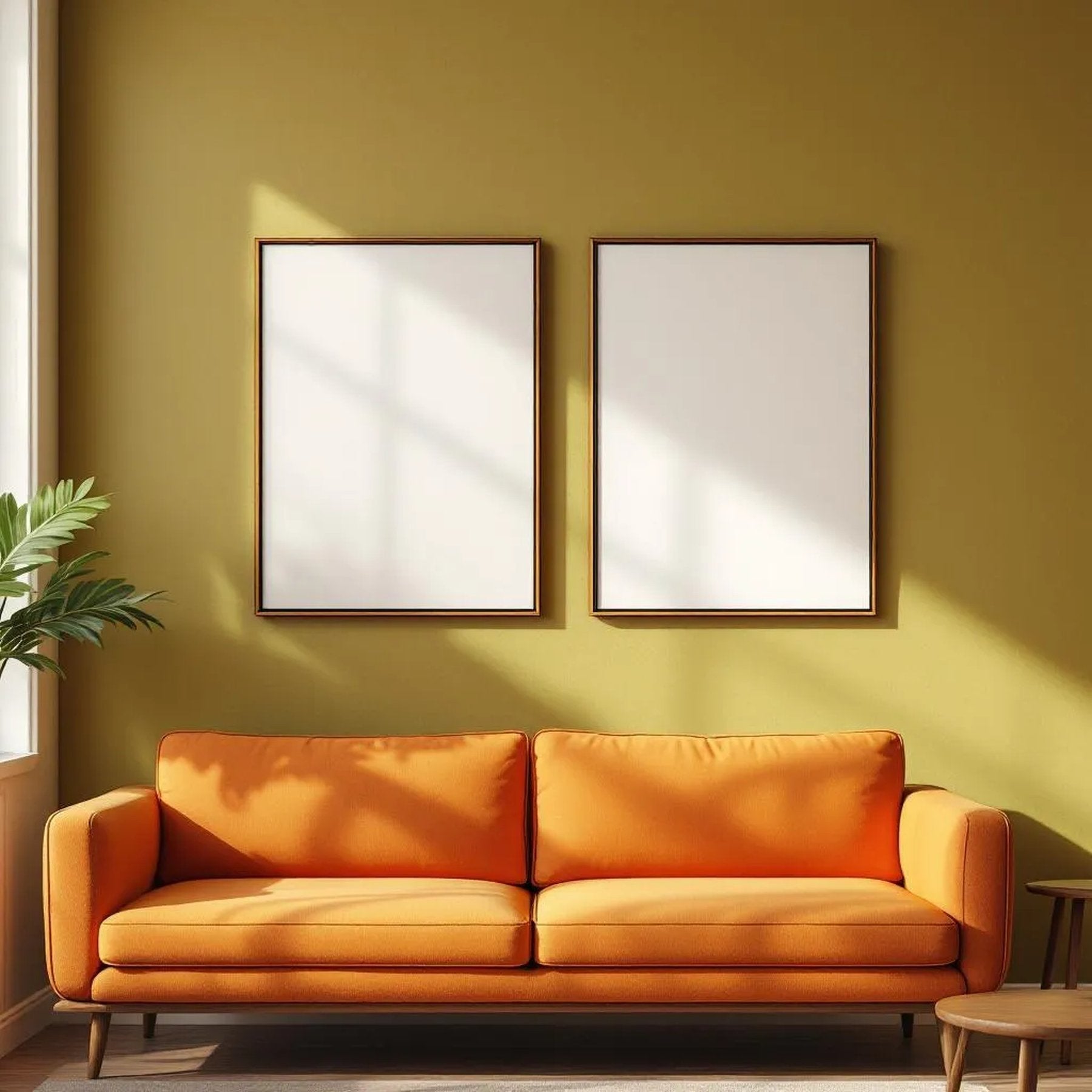Mid-Century Modern Professional Frame Mockup — Plain Square Frame Landscape 3:4 — Perspective View — #04937 | MockupBulk