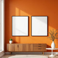 Mid-Century Modern Editorial Room Mockup — Plain Square Frame Portrait 4:5 — Perspective View — #04938 | MockupBulk