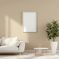 Minimalist White Lifestyle Frame Mockup — Plain Square Frame Portrait 2:3 — Perspective View — #04459 | MockupBulk