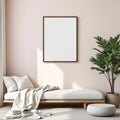Minimalist White High-Res Frame Mockup — Plain Square Frame A-Series (A4 / A3) — Perspective View — #04461 | MockupBulk