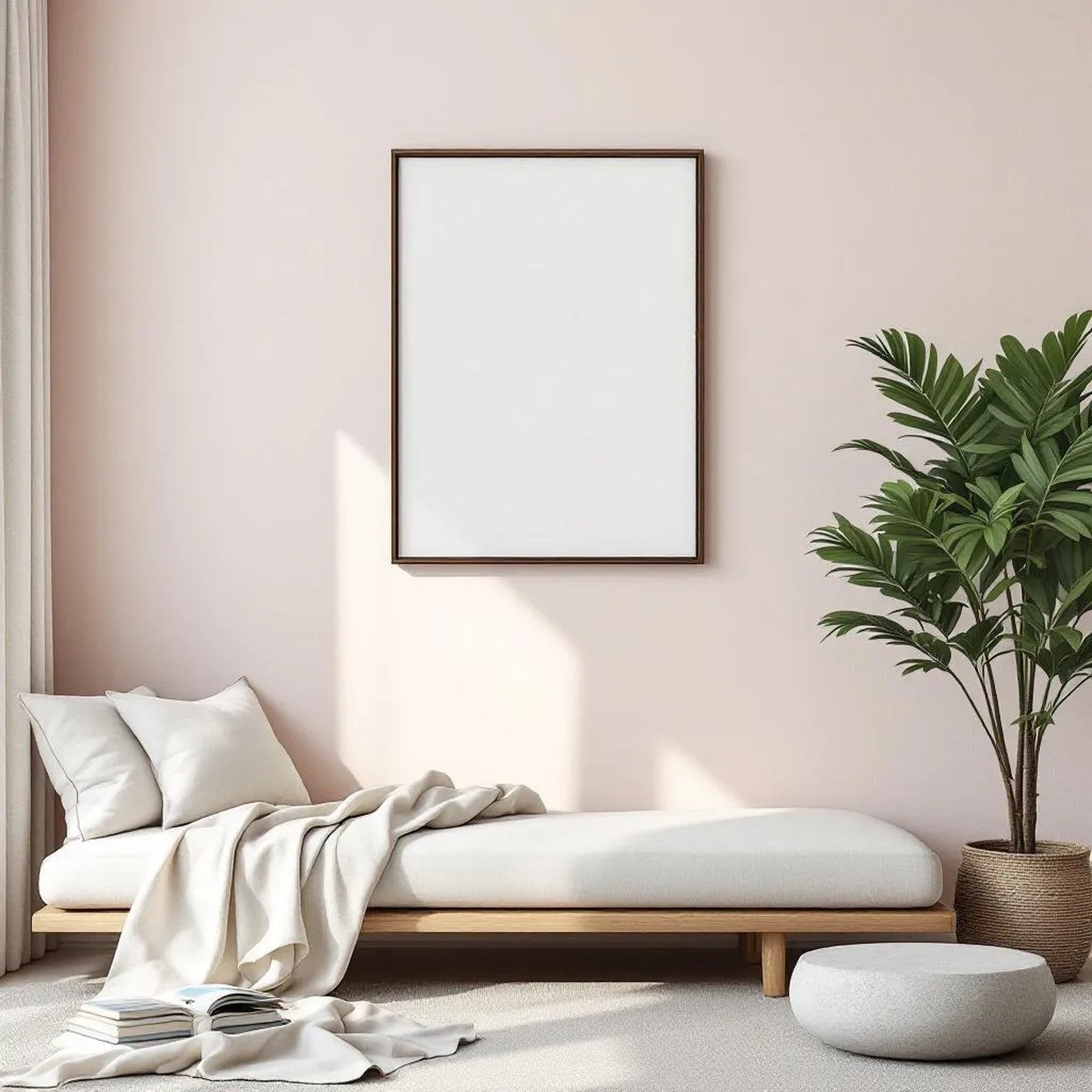 Minimalist White High-Res Frame Mockup — Plain Square Frame A-Series (A4 / A3) — Perspective View — #04461 | MockupBulk